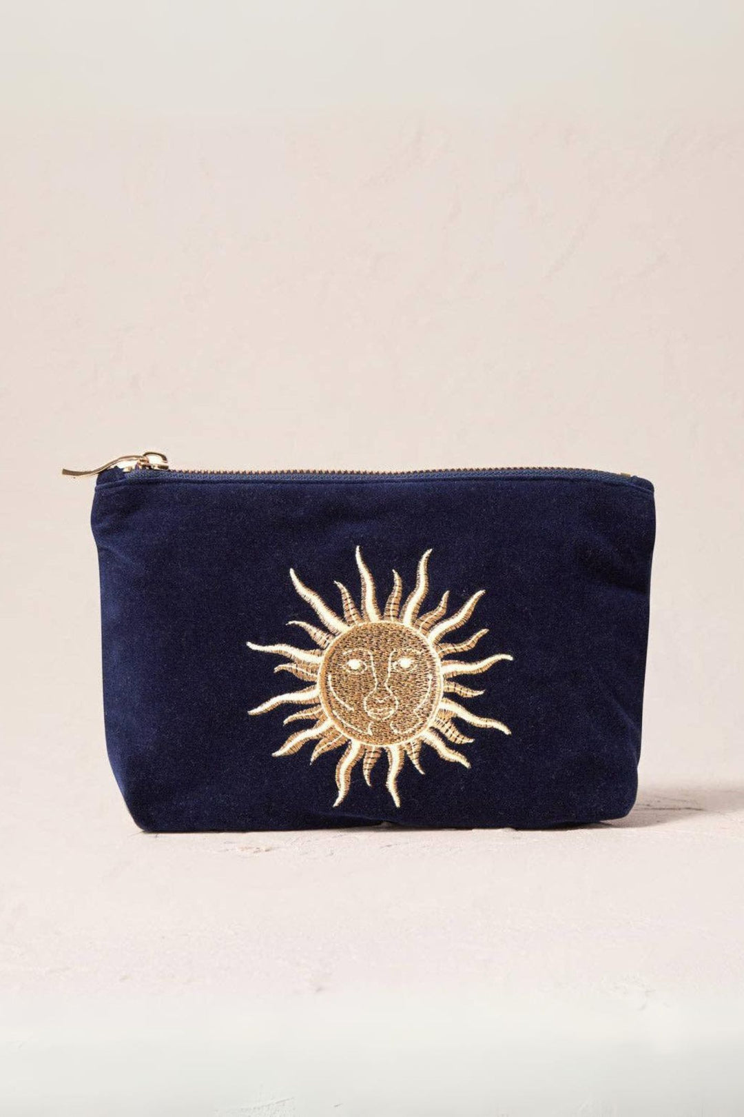 Elizabeth Scarlett Navy Velvet Sun Goddess Mini Pouch