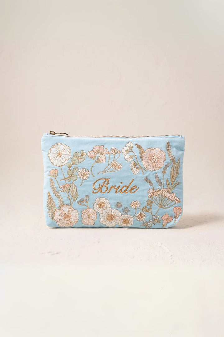 Elizabeth Scarlett Pressed Flowers Bride Dusky Blue Everyday Pouch