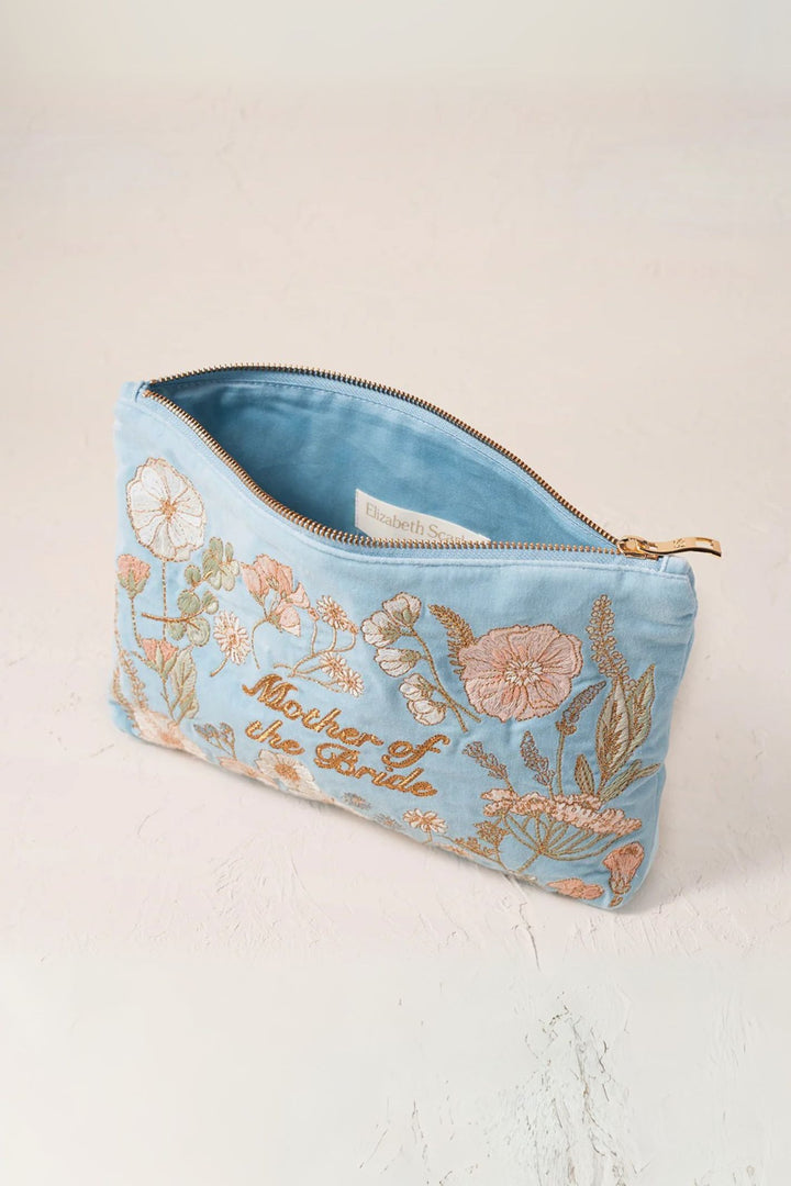 Elizabeth Scarlett Pressed Flowers Mother of the Bride Dusky Blue Everyday Pouch