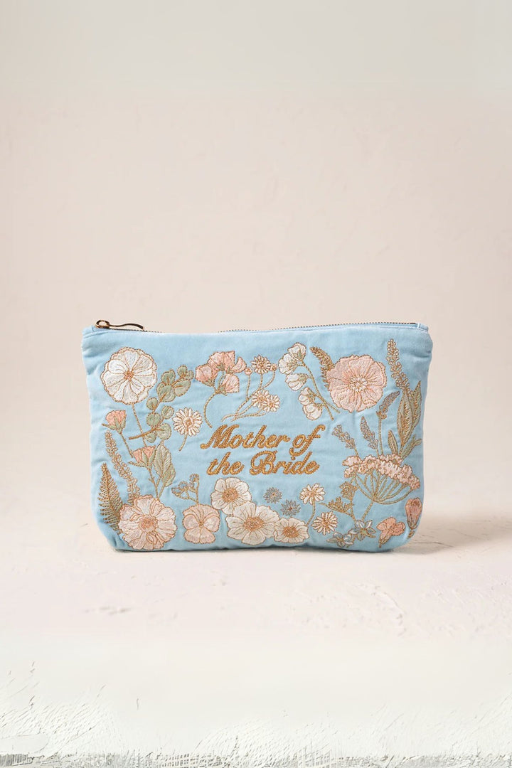 Elizabeth Scarlett Pressed Flowers Mother of the Bride Dusky Blue Everyday Pouch