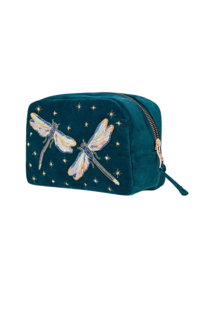 Elizabeth Scarlett Teal Dragonfly Cosmetics Bag