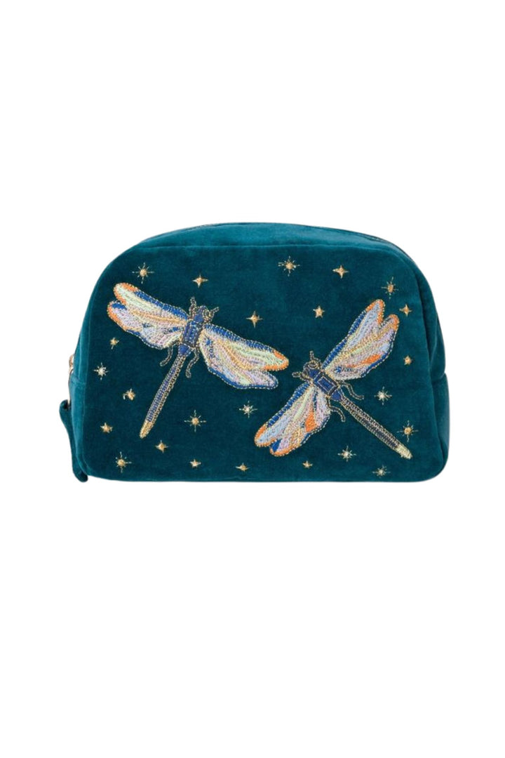 Elizabeth Scarlett Teal Dragonfly Cosmetics Bag