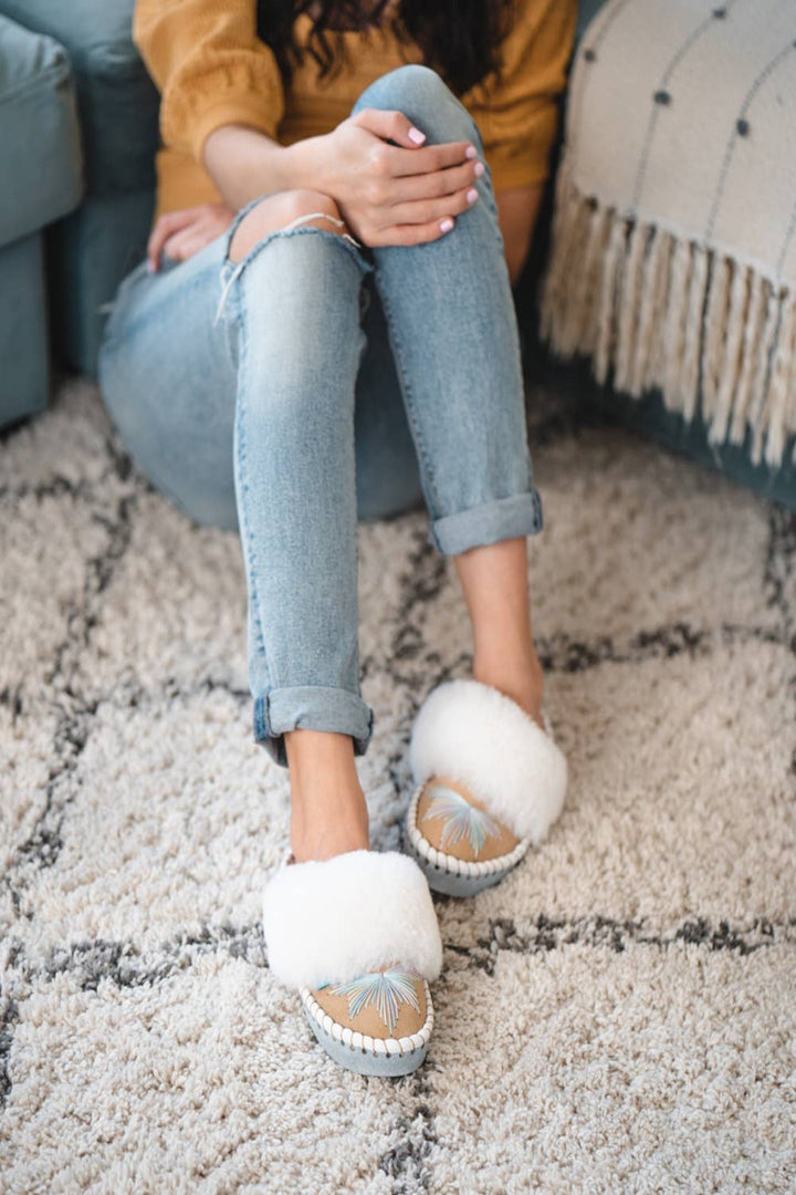 Elsa Natural Sheepskin Mule Slippers