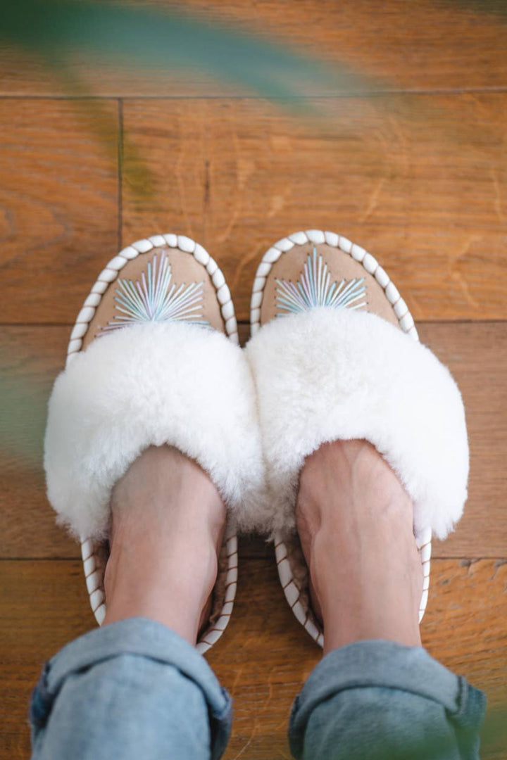 Elsa Natural Sheepskin Mule Slippers