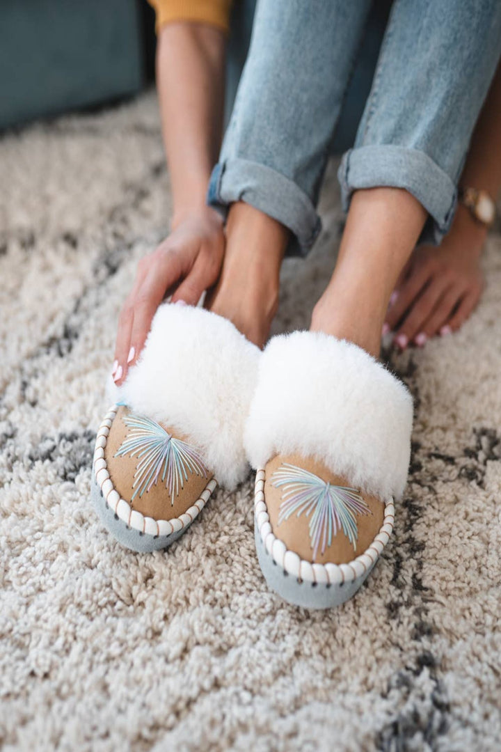 Elsa Natural Sheepskin Mule Slippers