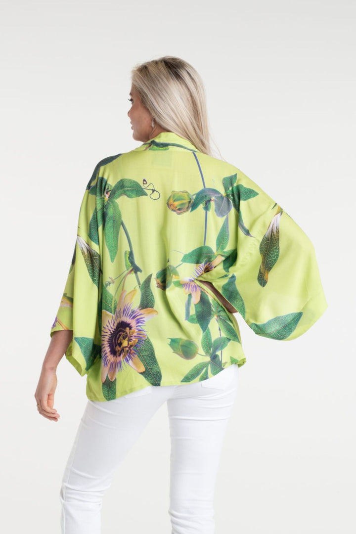 From My Mother's Garden Lime Passion Flower Short Kimono