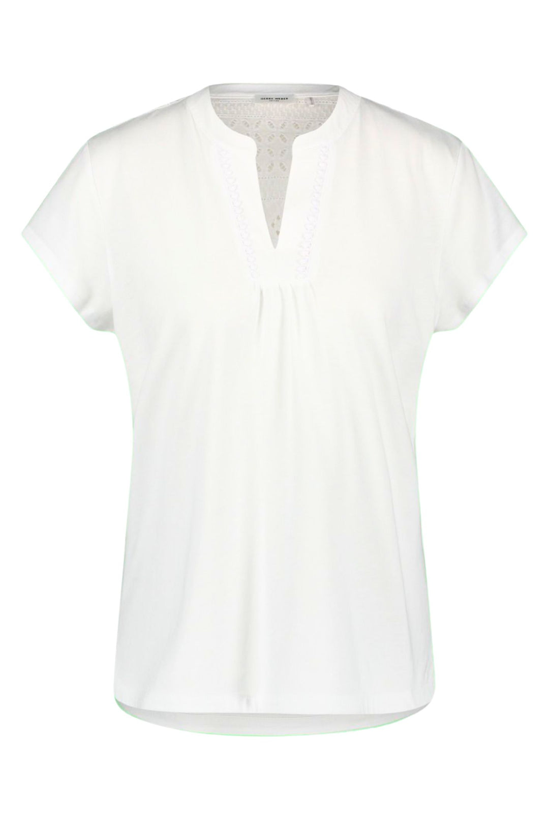 Gerry Weber 270075 White V-Neck Broderie Anglaise Top