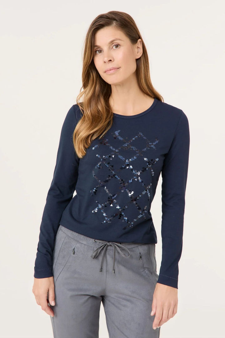 Gerry Weber Navy Blue Sequin Sustainable T-Shirt 370061