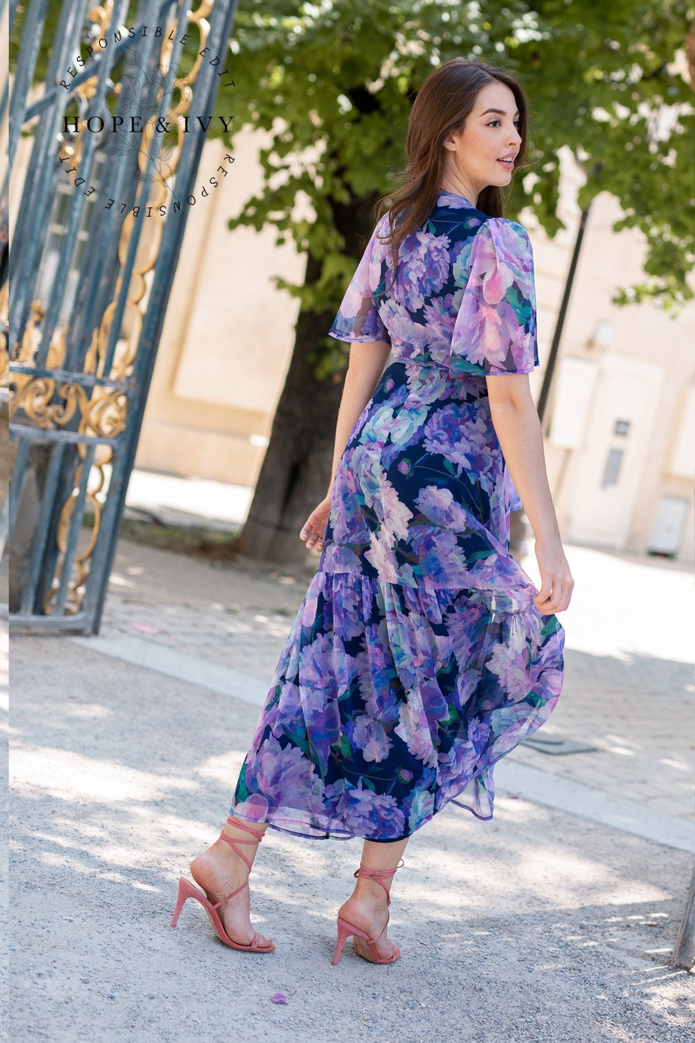 Hope Ivy The Adele Purple Lilac Floral Print Maxi Wrap Dress