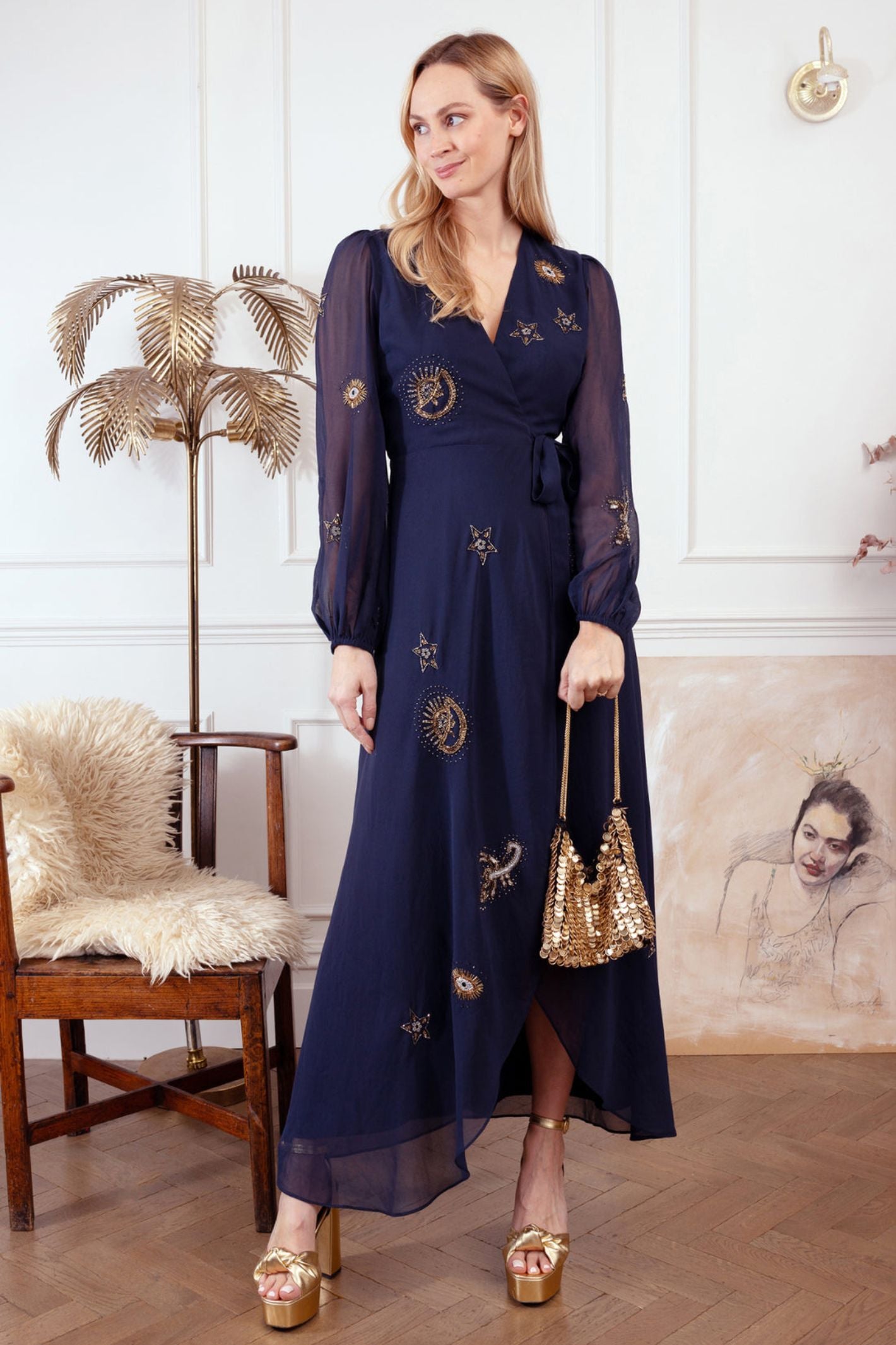 Hope Ivy The Kai Embellished Wrap Dress Experience Boutique