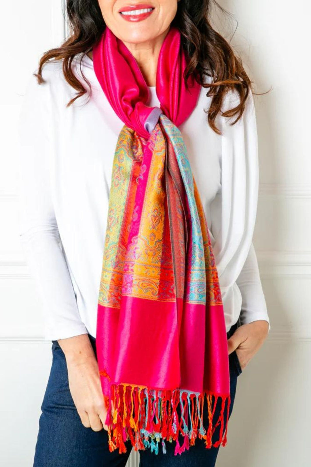 Hot Pink Silky Seville Pashmina