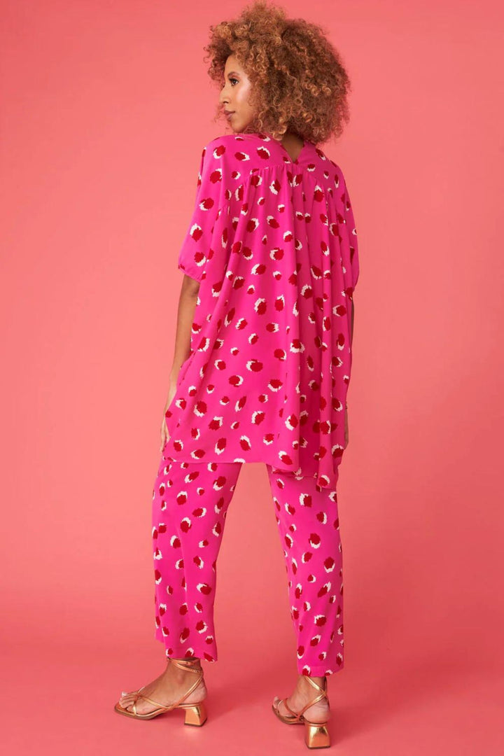 Jayley Hot Pink Leopard Print Oversized Top