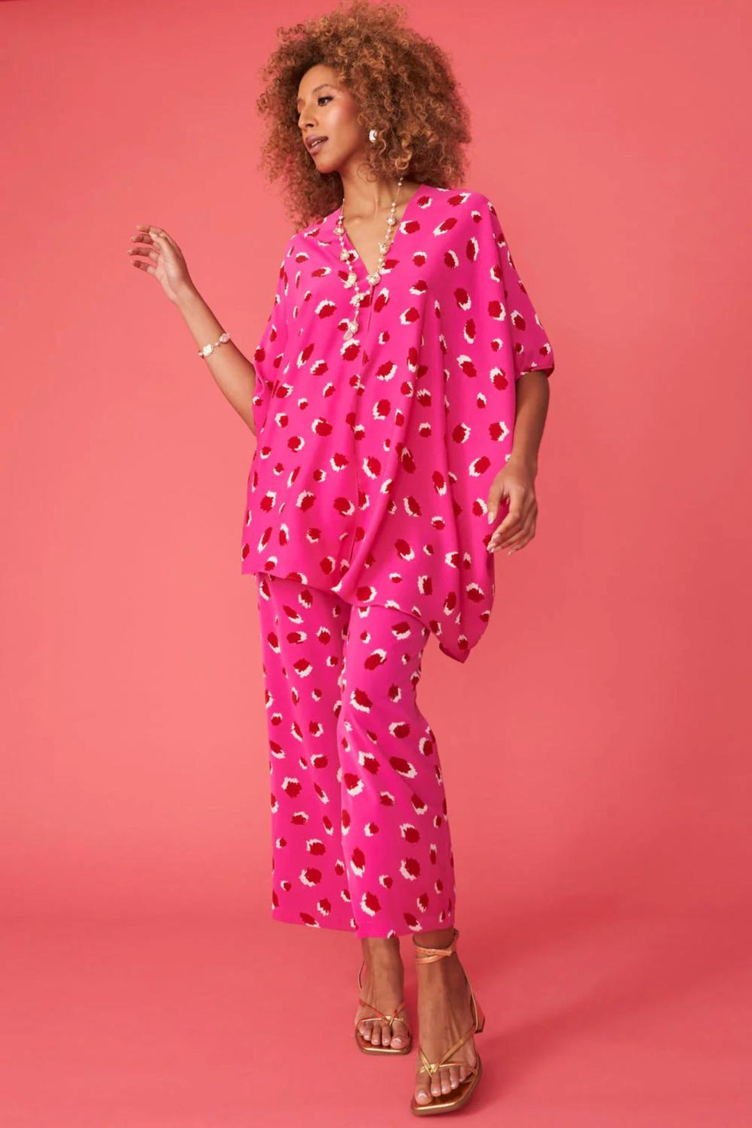 Jayley Hot Pink Leopard Print Oversized Top