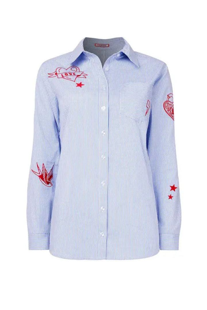 Joe Browns Marcie Embroidered Blue Stripe Shirt WA395