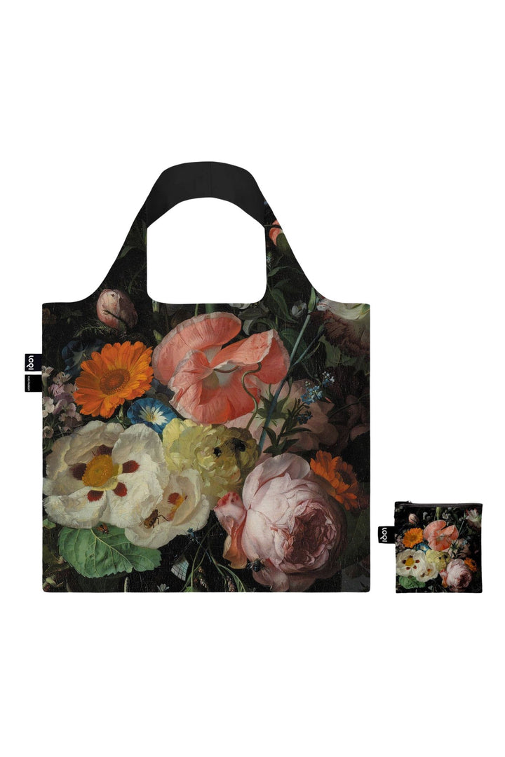 Loqi Black Rachel Ruysch Still Life with Flowers Recycled Tote Bag