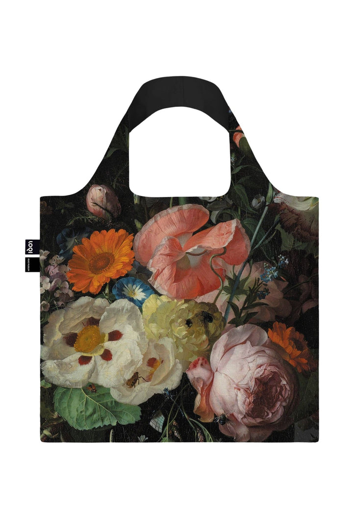 Loqi Black Rachel Ruysch Still Life with Flowers Recycled Tote Bag