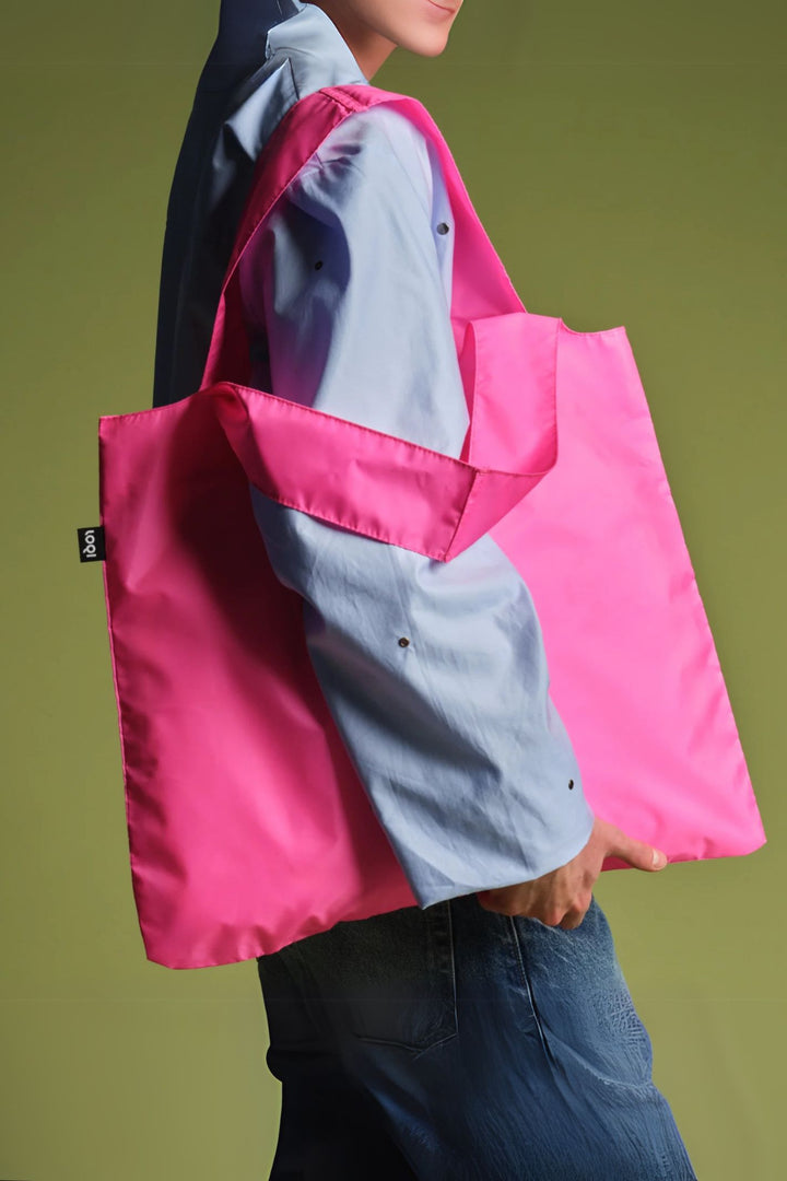 Loqi Neon Pink Foldable Recycled Tote Bag