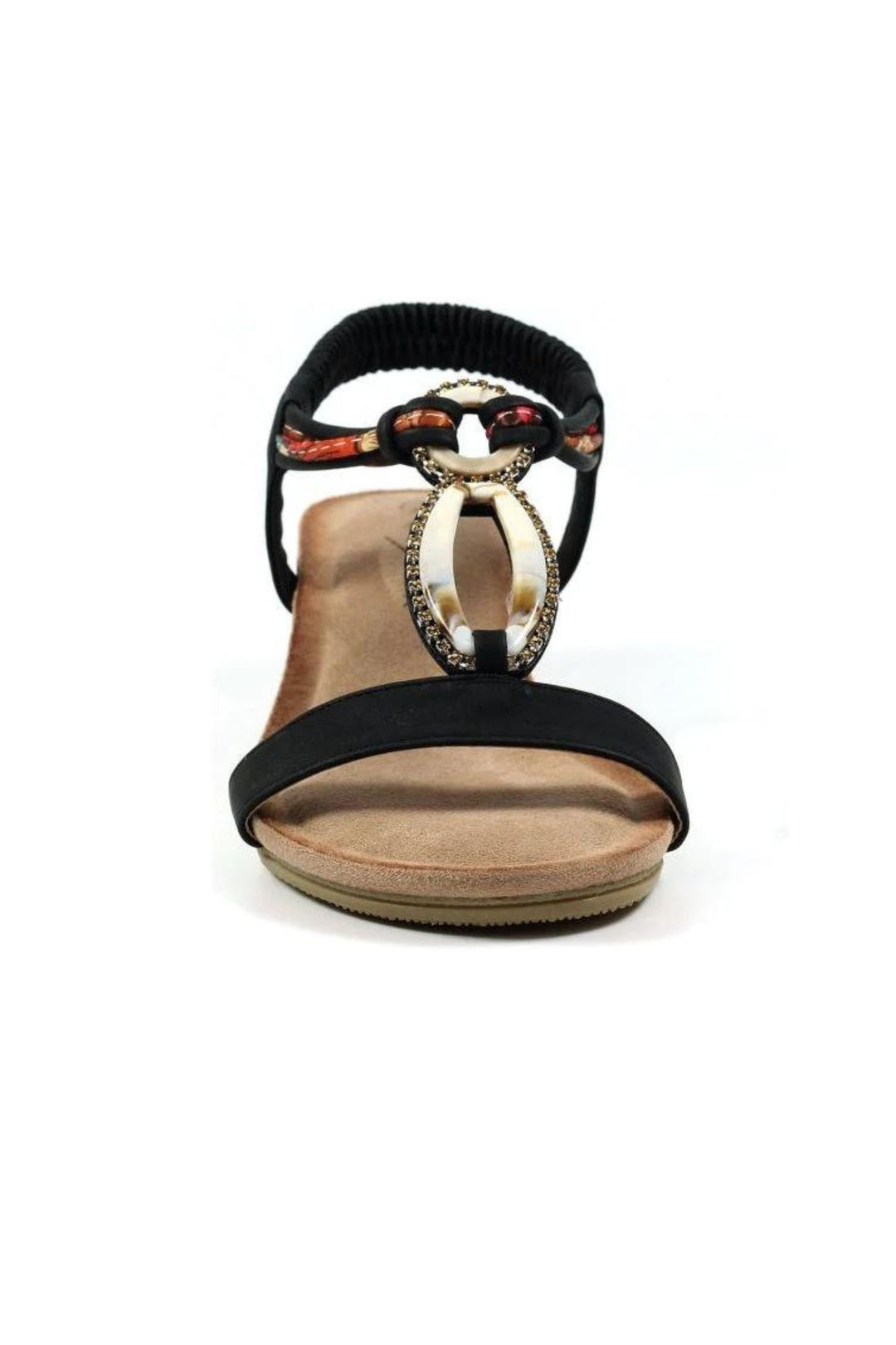 Lunar JLH441 Black Genoa Wedge Sandals