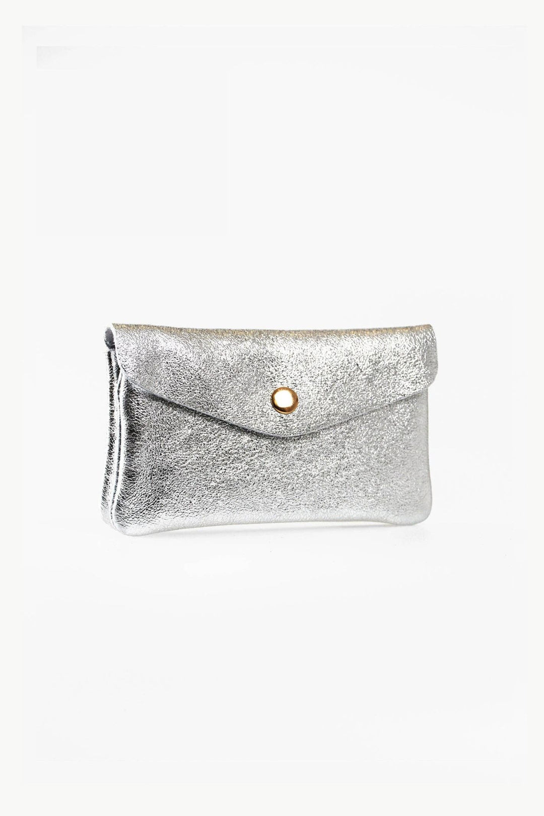 Metallic Silver Medium Leather Coin Purse