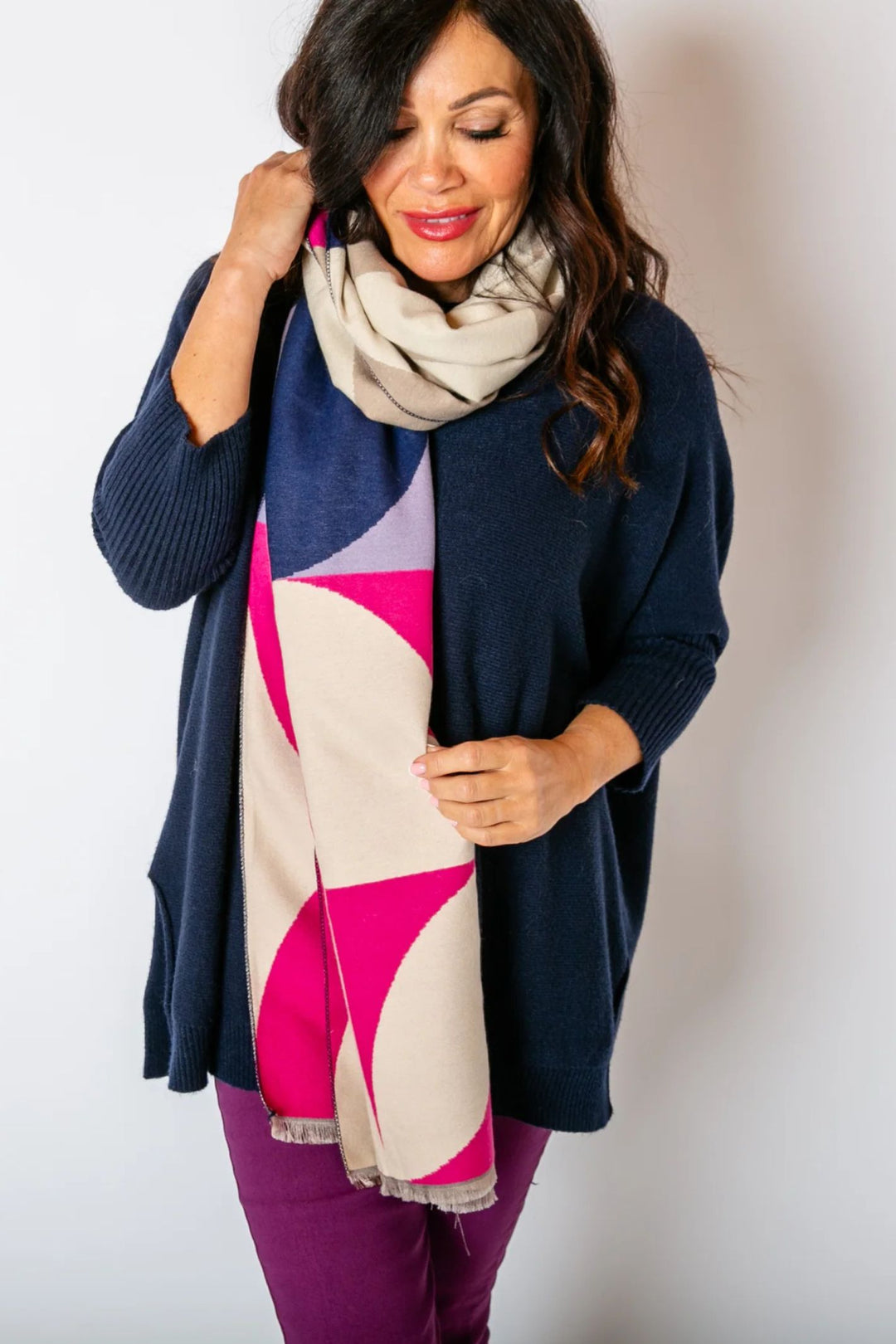 Navy & Pink Tone Toronto Super Soft Scarf