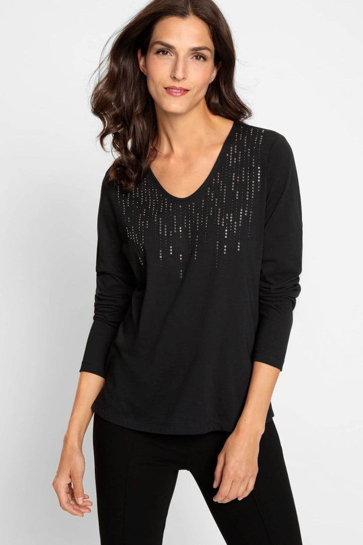 Olsen 11104676 Black Jewel Embellished Top