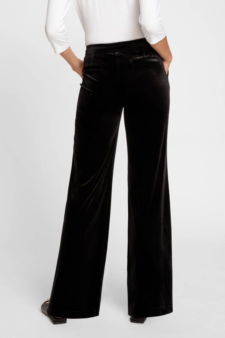 Olsen 14002116 Black Velour Straight Leg Trousers