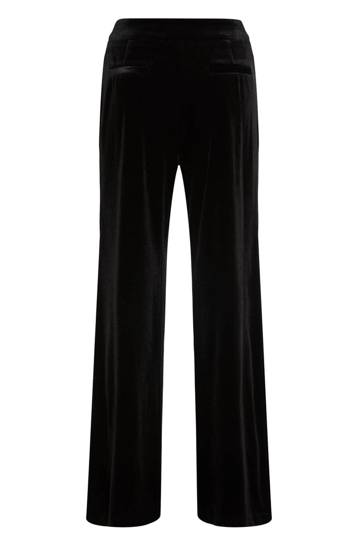 Olsen 14002116 Black Velour Straight Leg Trousers