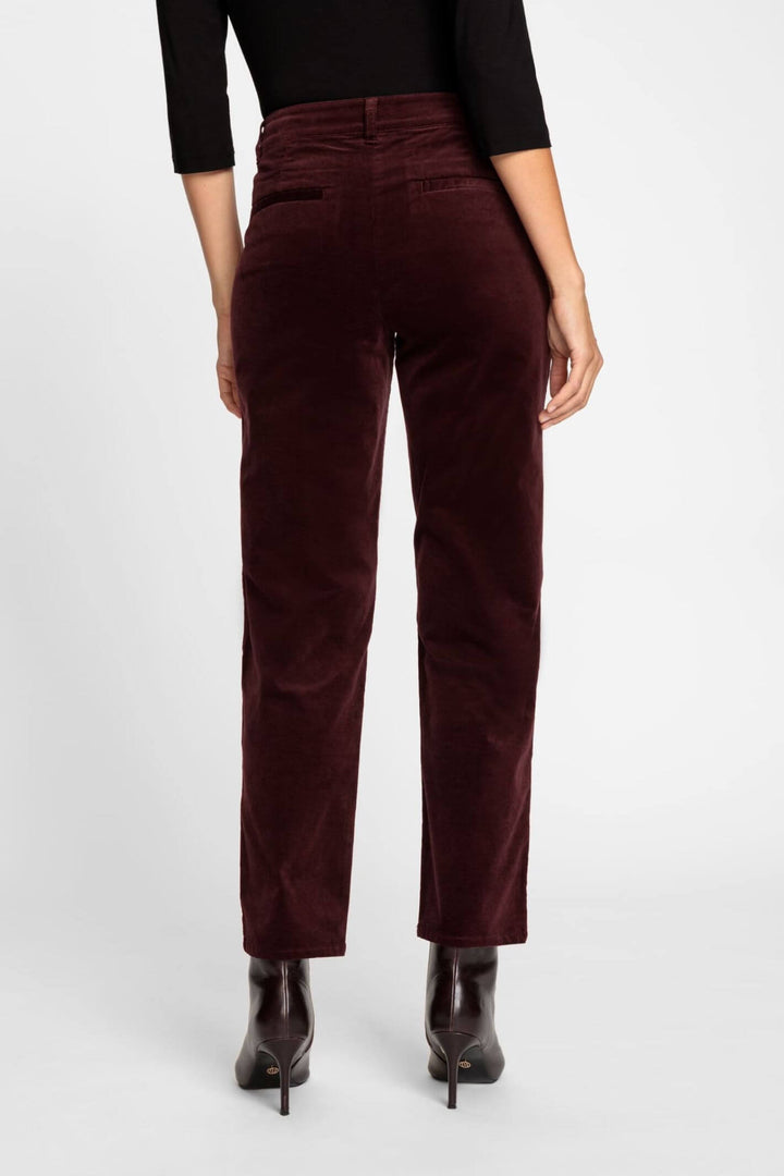 Olsen 14002132 Mulberry Lisa Straight Fit Velour Trousers