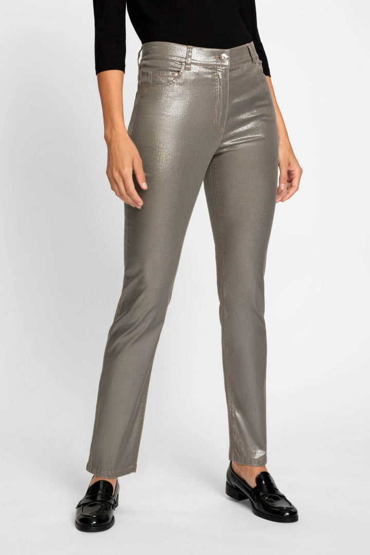 Olsen 14002133 Champagne Metallic Mona Slim Trousers