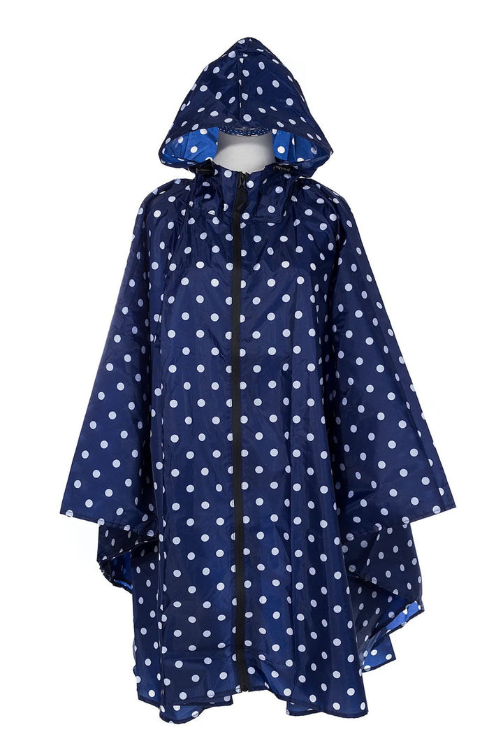 Park Lane Navy Spot Waterproof Poncho Pack-a-mac