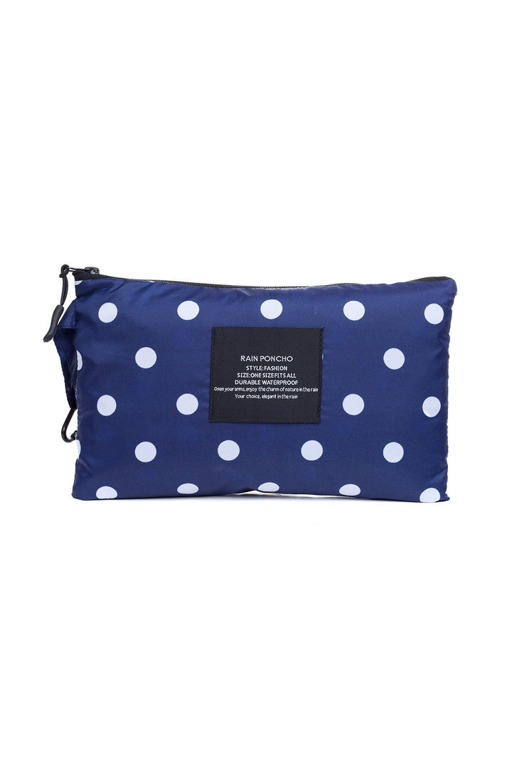 Park Lane Navy Spot Waterproof Poncho Pack-a-mac