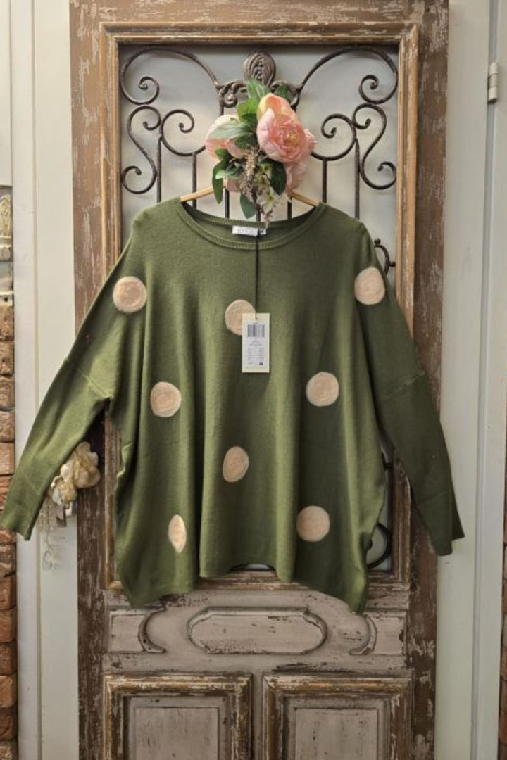 Masai Copenhagen Fanasi Loden Green Spot Loose Fit Jumper