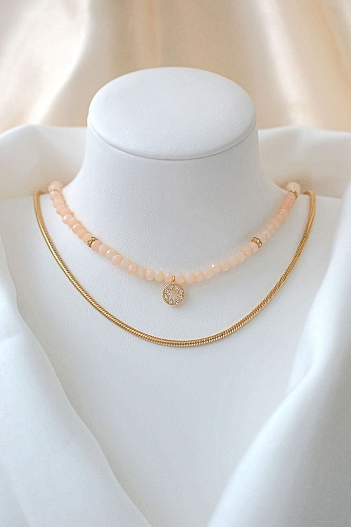 Pink Austrian Crystal 24K Gold Plated Choker Necklace