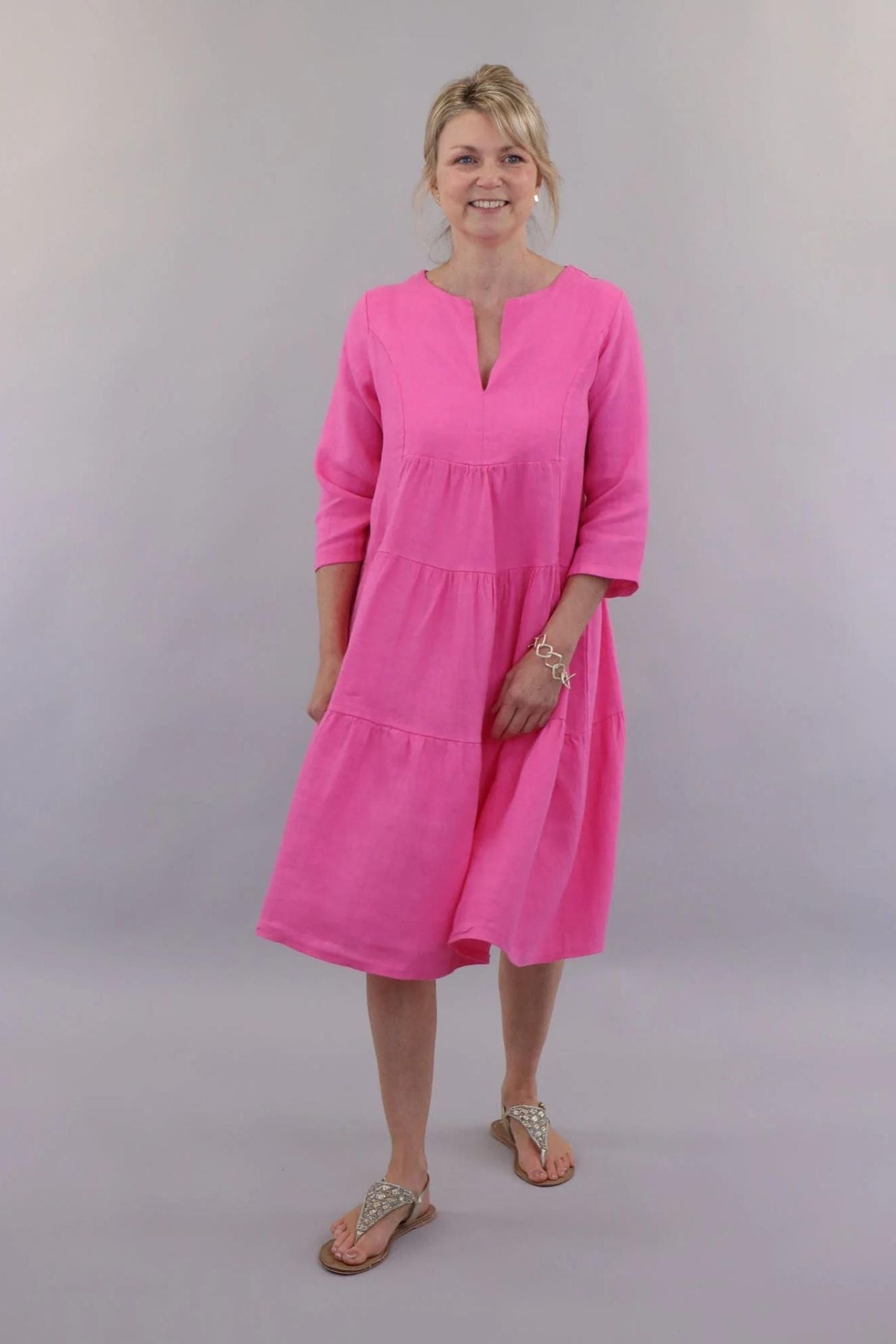 Pink linen sale dress uk