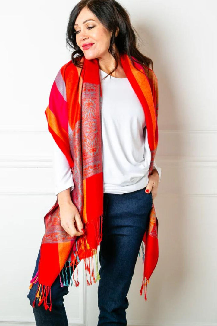 Red Silky Seville Pashmina