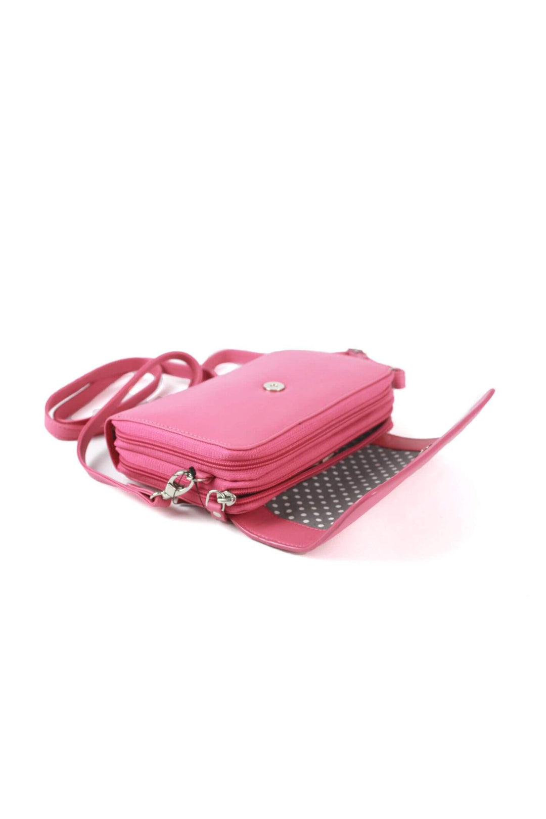 Rose Pink Leather Crossbody Clutch Handbag