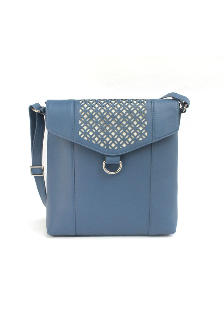 Slate Blue Leather Janice Handbag