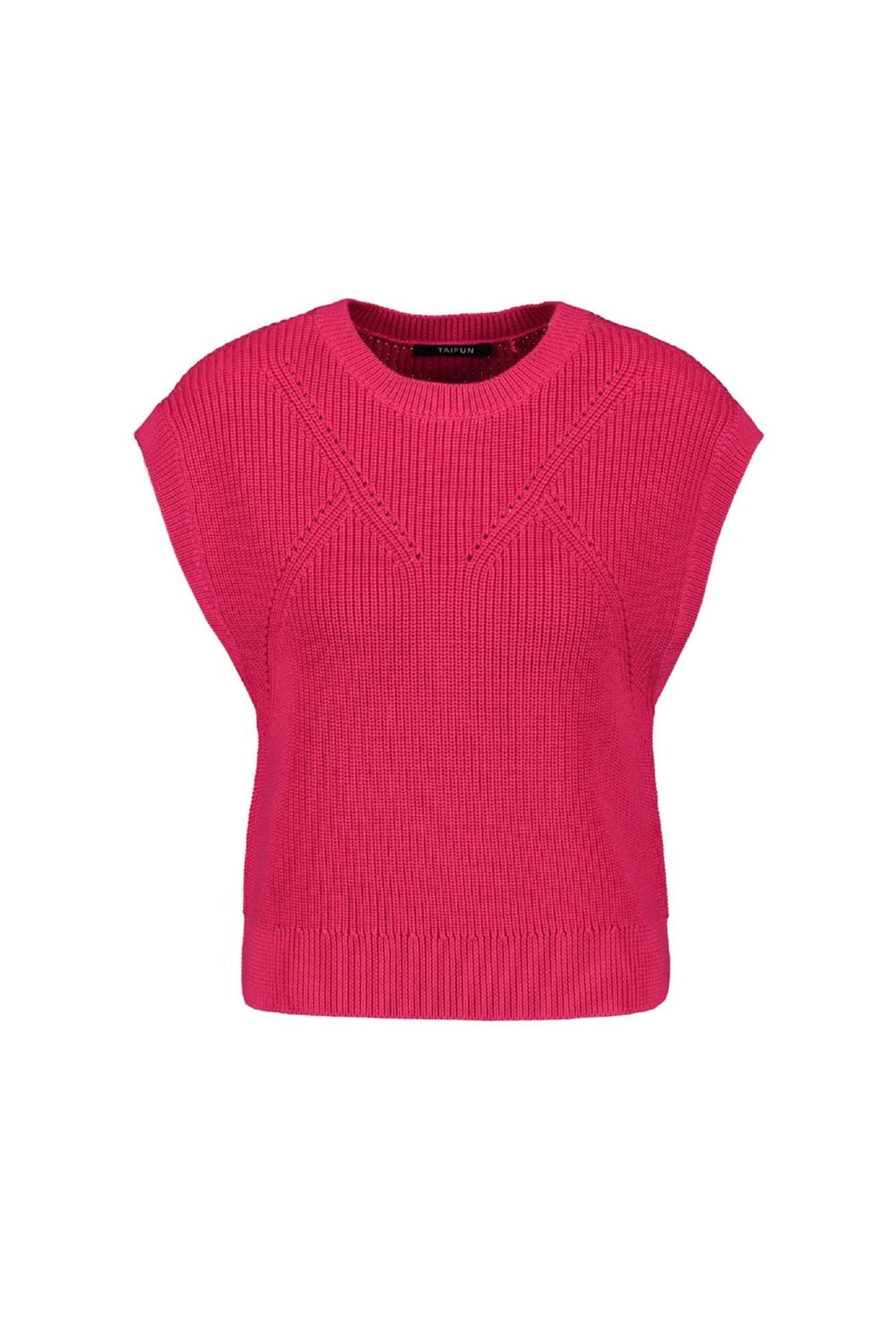 Taifun 472436 Luminous Pink Knitted Cap Sleeve Jumper