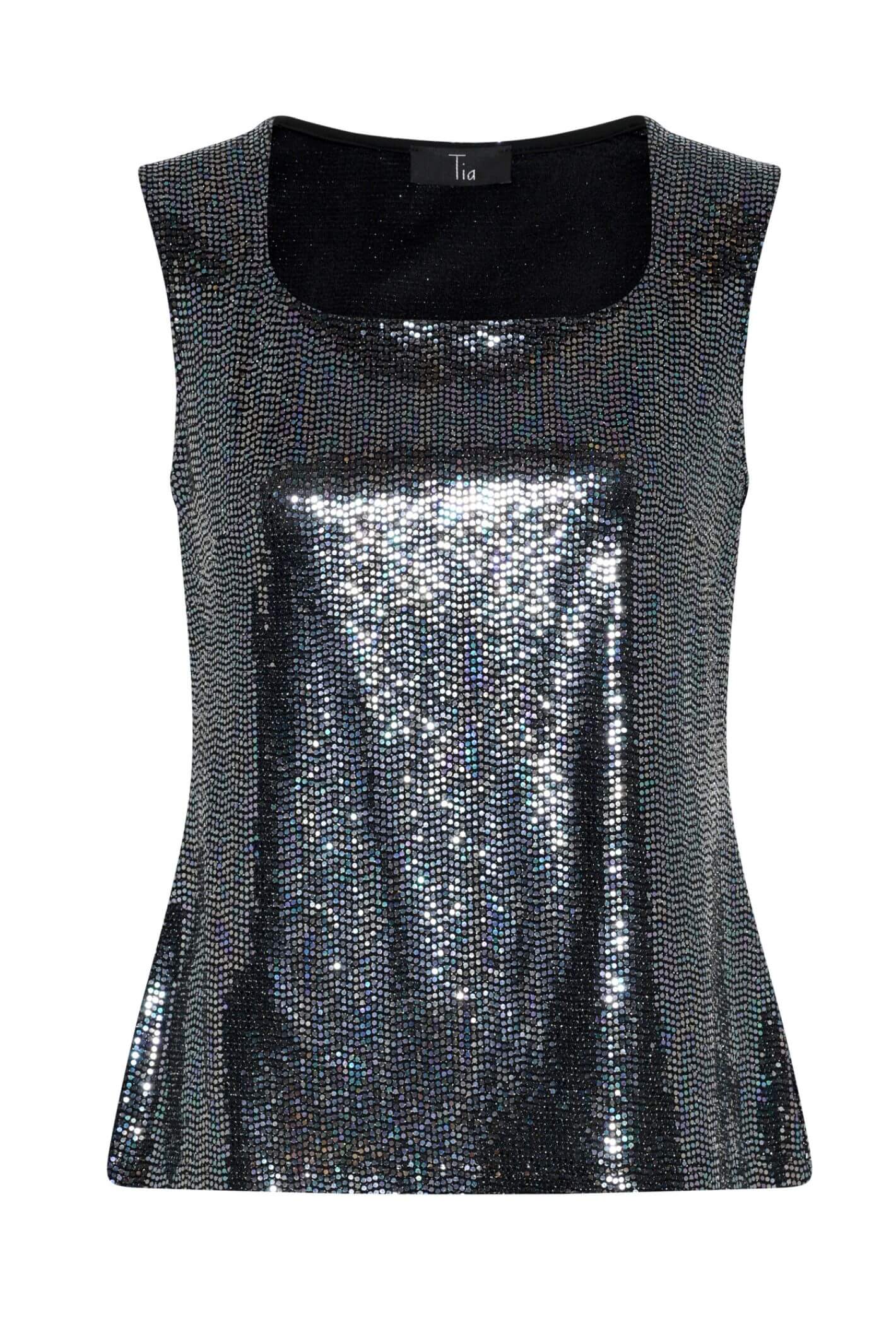 Black sequin vest on sale top