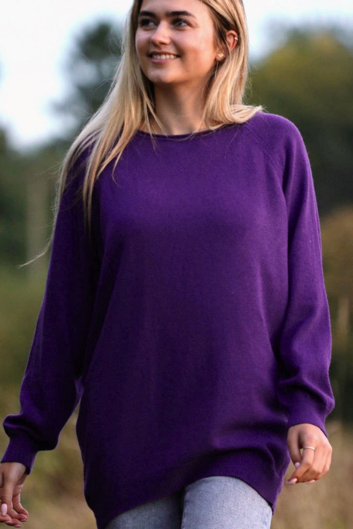 Ultraviolet Purple Cashmere Blend Raglan Sleeve Jumper