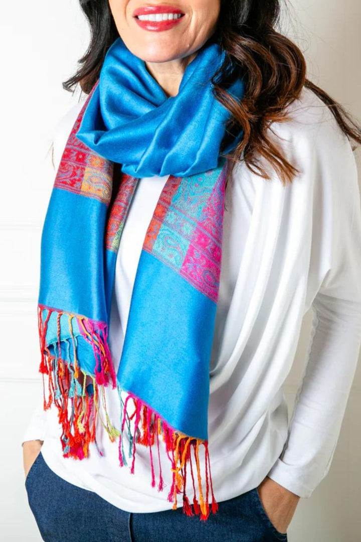 Vibrant Blue Silky Seville Pashmina