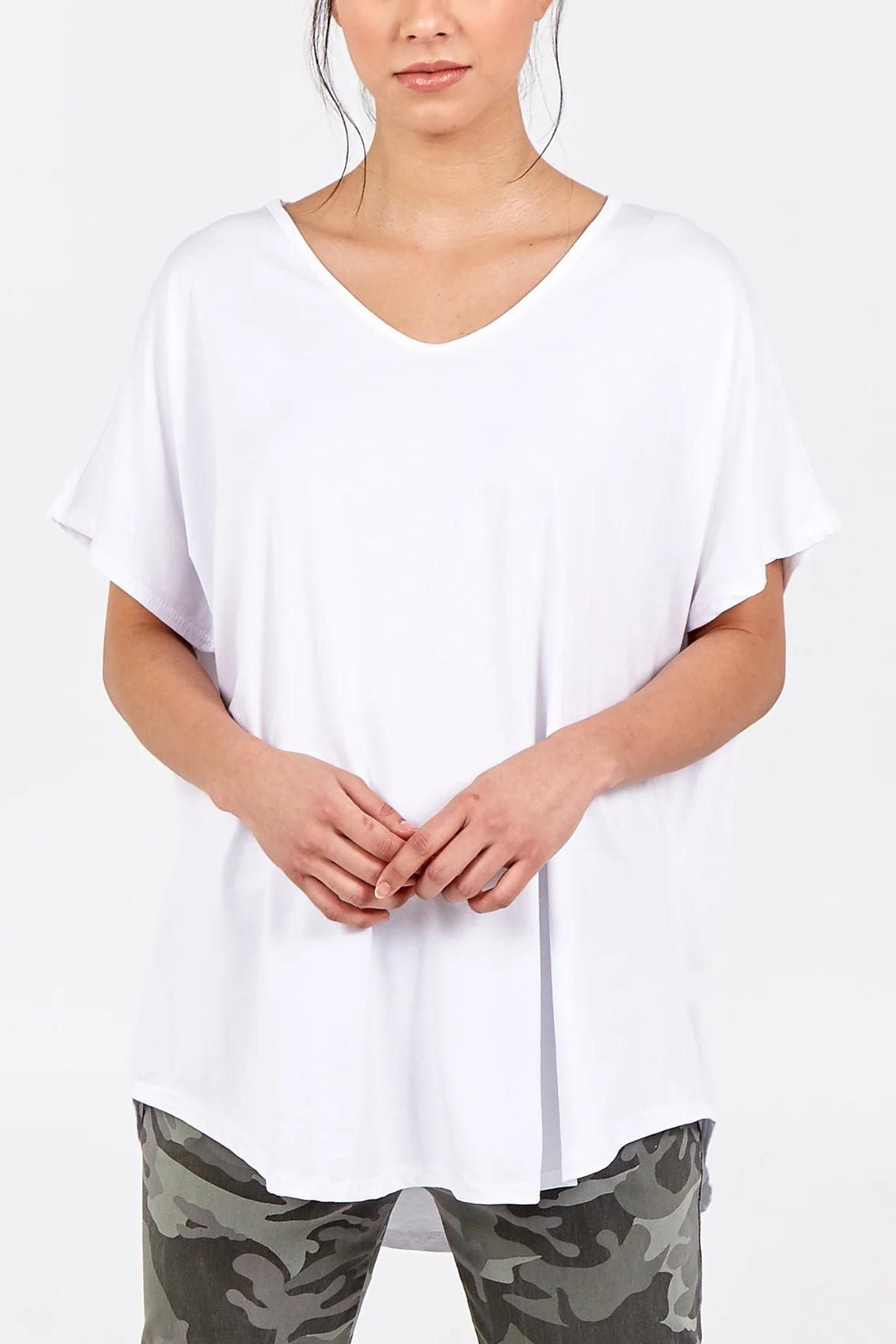 White V Neck Oversized T Shirt Experience Boutique