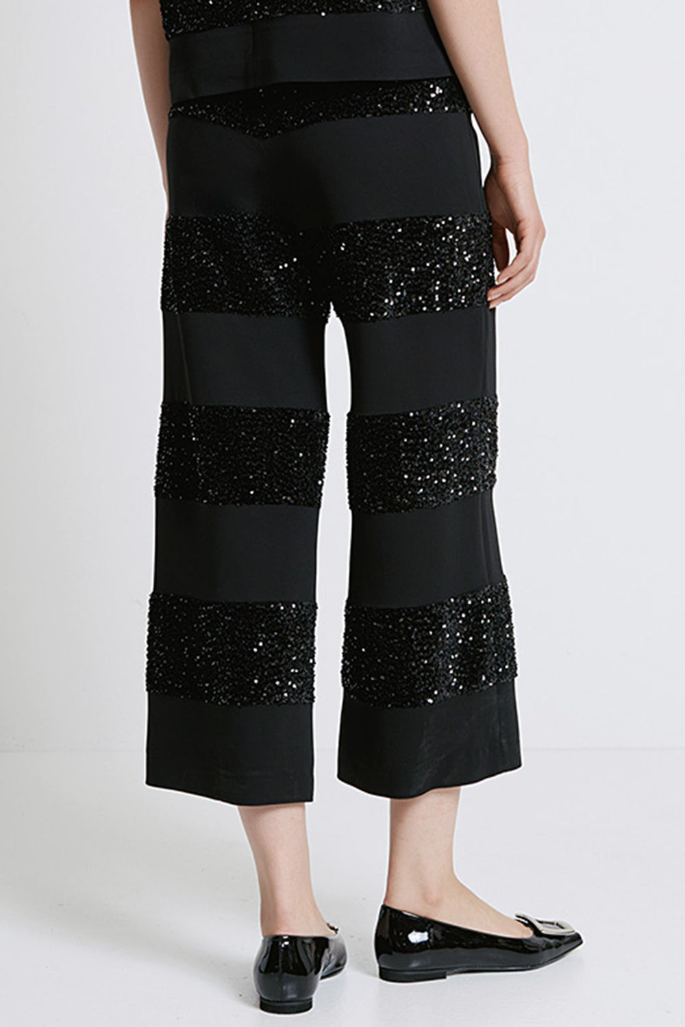 Access Fashion 5095 Black Sequin Crop Trousers - Experience Boutique