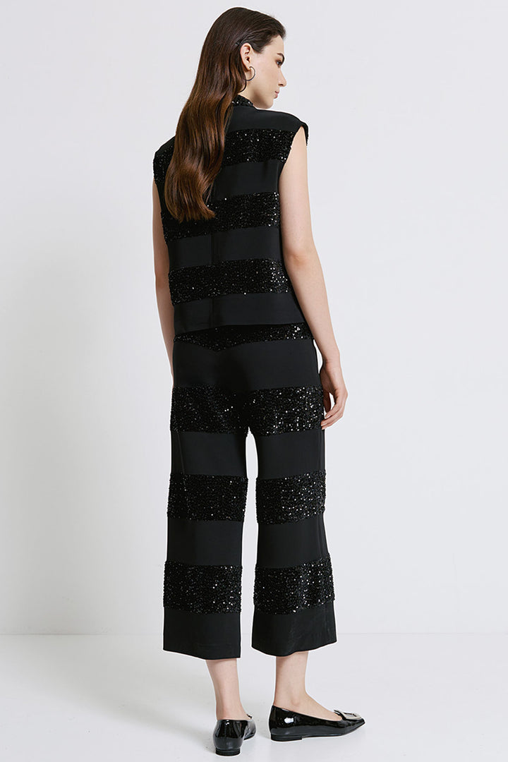 Access Fashion 5095 Black Sequin Crop Trousers - Experience Boutique