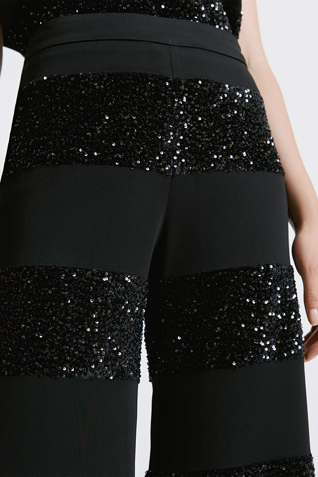 Access Fashion 5095 Black Sequin Crop Trousers - Experience Boutique