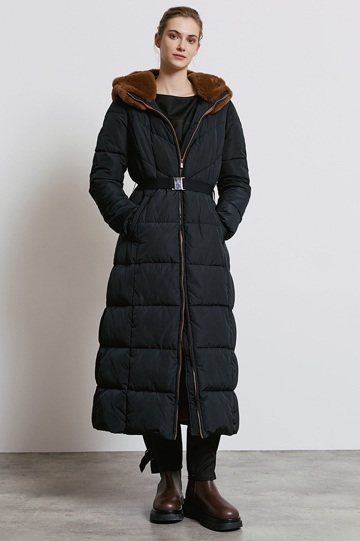 Access Fashion 9101 Black Longline Padded Coat