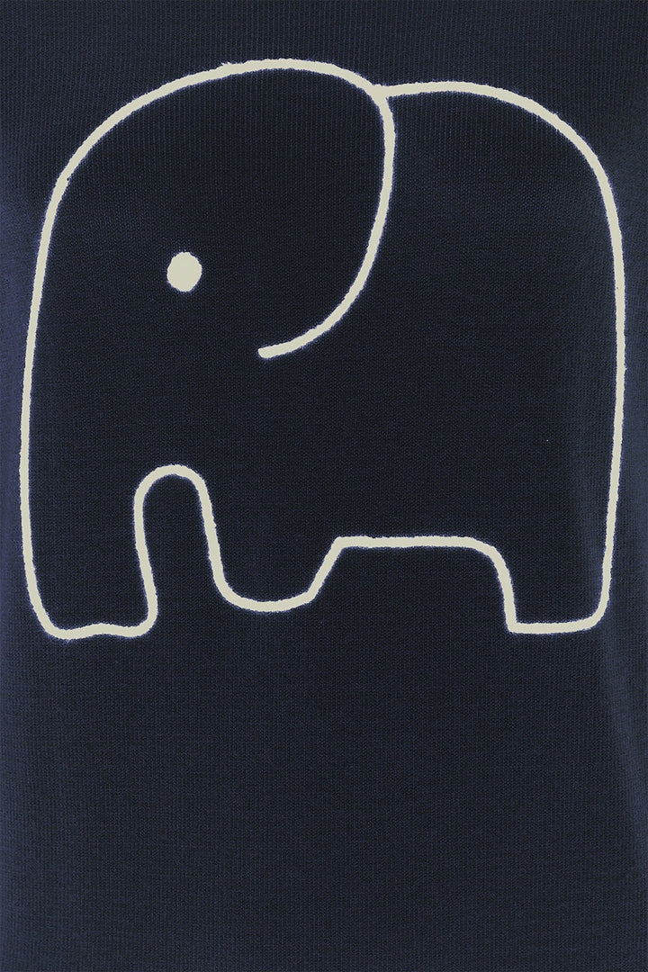 Alice Collins 033A254 Navy Elephant Embroidered Jumper - Experience Boutique