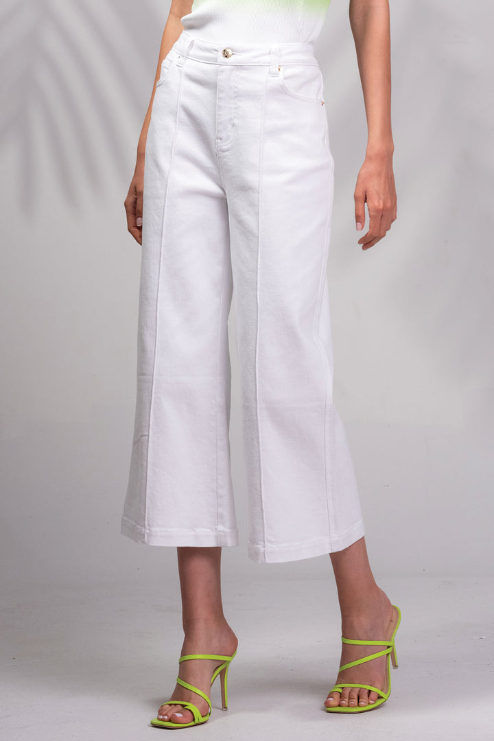 Alison Sheri Cropped Jeans Wide Leg White 45025 - Experience Boutique