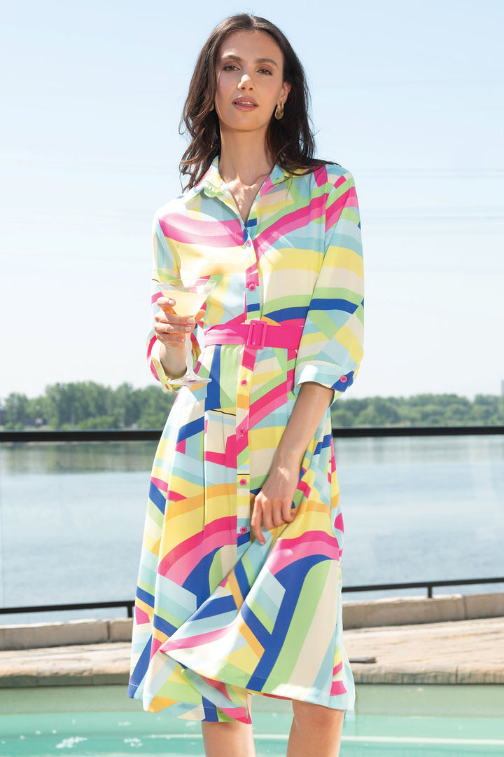 Alison Sheri Shirt Dress Multicolour Bold Abstract Print A45133 - Experience Boutique