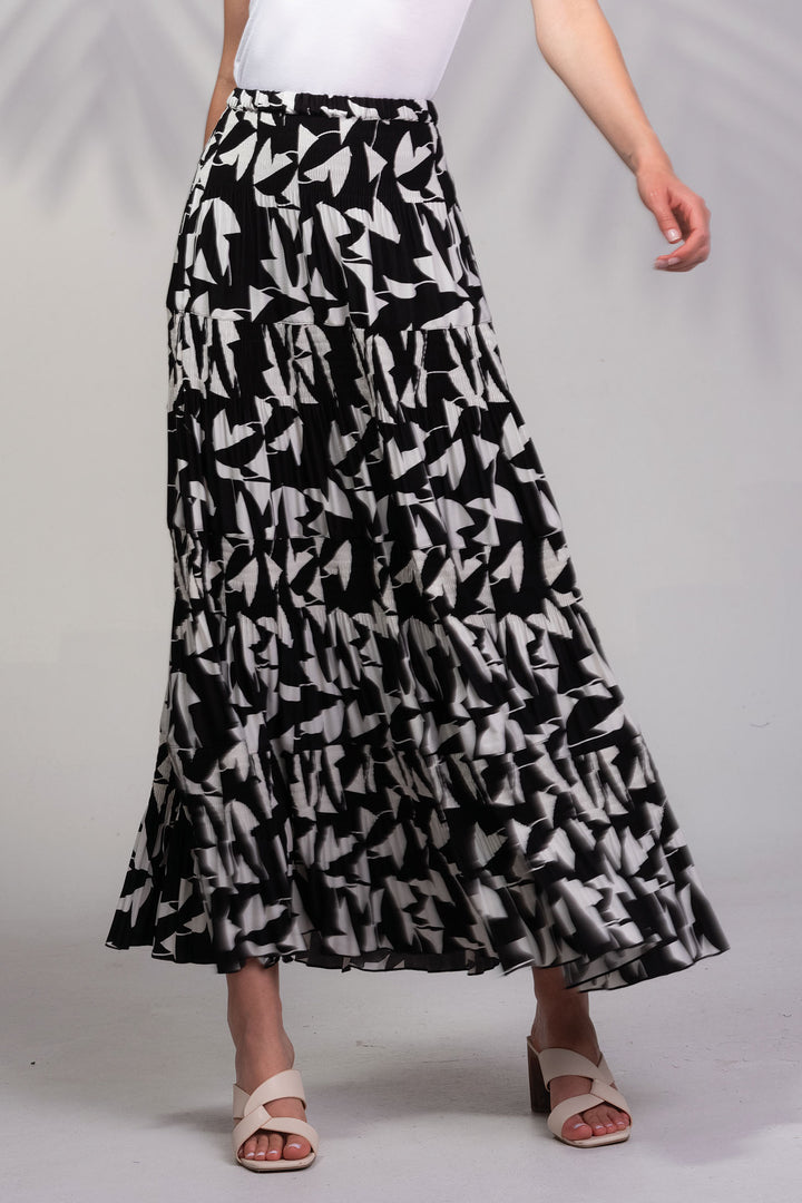 Alison Sheri Skirt Black White Midi Print Skirt A45258 - Experience Boutique